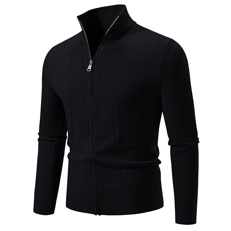 Solid Color Zipper Cardigan Jacket Coat For Men