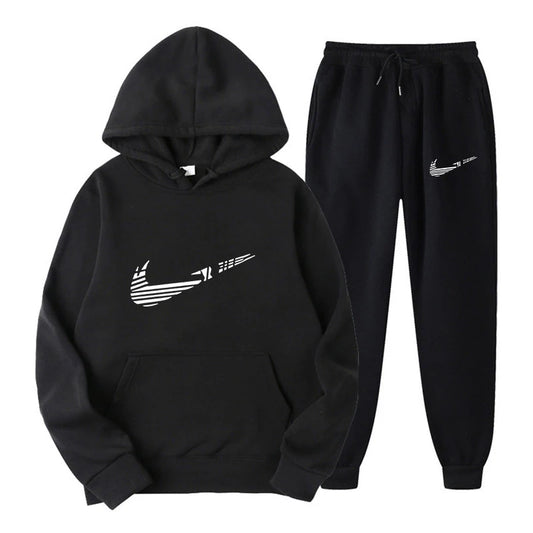 Men Tracksuit 2 Pieces Sets Hooded Sweatshirt +Drawstring Pants Male Hoodies Running Sportswear Men Women Autumn Sportwear