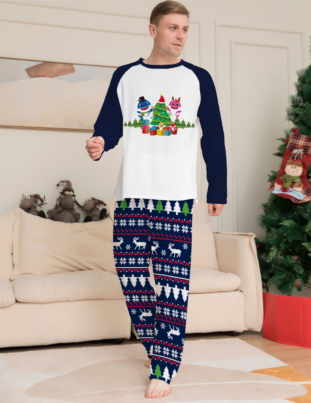 Christmas Tree Cartoon Print Parent-child Outfit