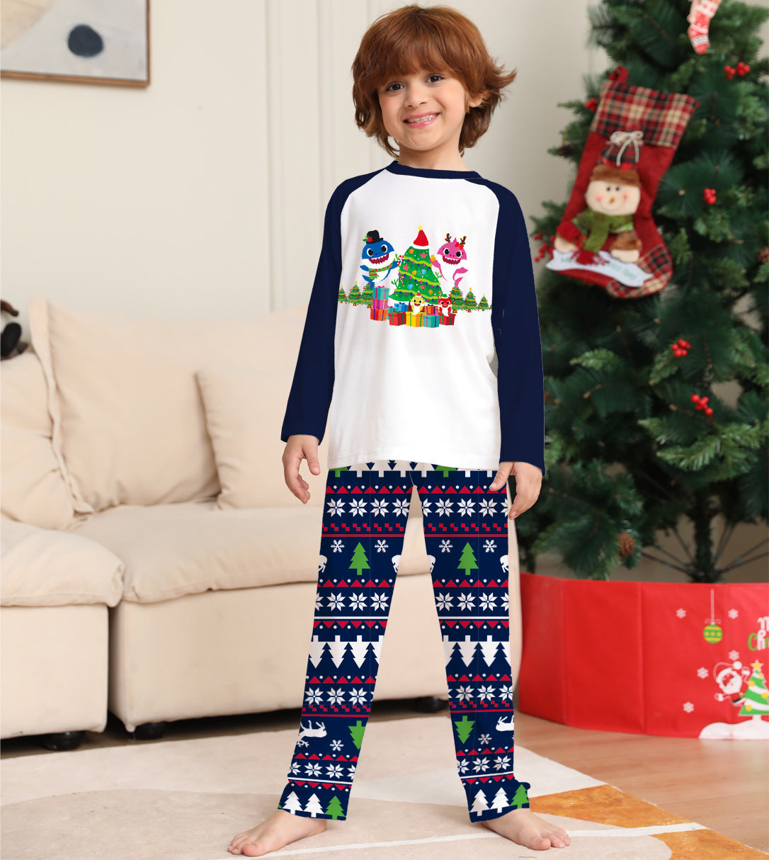 Christmas Tree Cartoon Print Parent-child Outfit